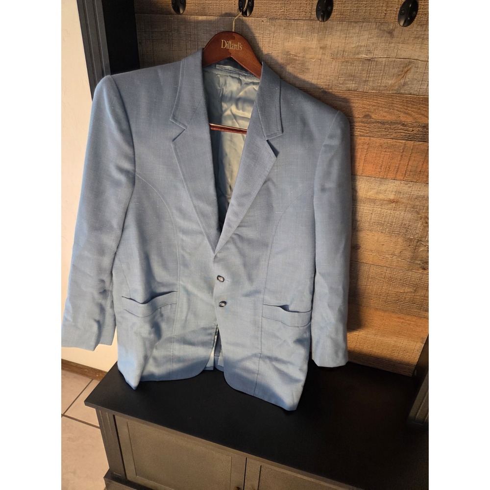 Princeton Men's Blue Solid blazer vintage, 1970 disco era, MCM,